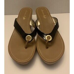 American Eagle Outfitters black patent leather platform sandals size 11